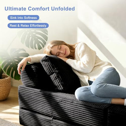 Sectional Cloud Couch, Folding Sofa Bed with Pillow, Fold Out Sleeper Chair