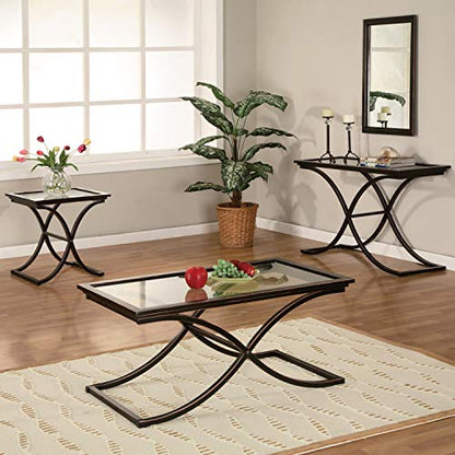 Vogue Cocktail Table - Black - Transitional Design, Black Glass and Wood - Ideal for Living Room, Family Room (CK9940)