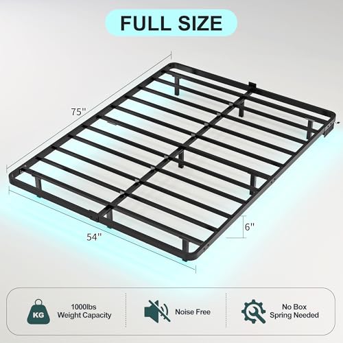 Full Size Floating Bed Frame with Smart LED Lights & Charging Station, view 3
