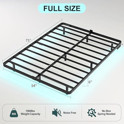 Full Size Floating Bed Frame with Smart LED Lights & Charging Station, view 3