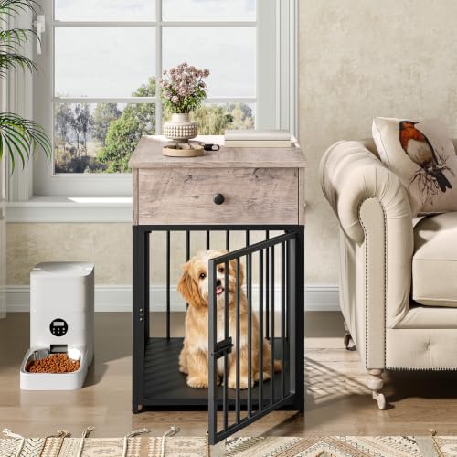 Dog Crate Furniture, Wooden Dog House, Decorative Dog Kennel with Drawer, view 4