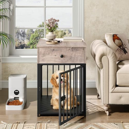 Dog Crate Furniture, Wooden Dog House, Decorative Dog Kennel with Drawer, view 4