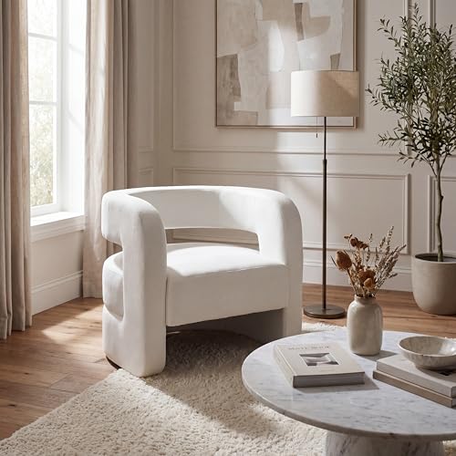 SAFAVIEH Couture Collection Anissa White Barrel Back Upholstered Accent Chair (Fully Assembled)