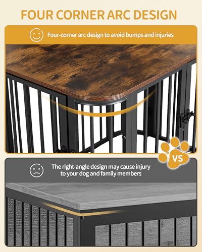31.5'' M Dog Crate Furniture, Wooden Dog Kennel Indoor Dogs Cage, view 6