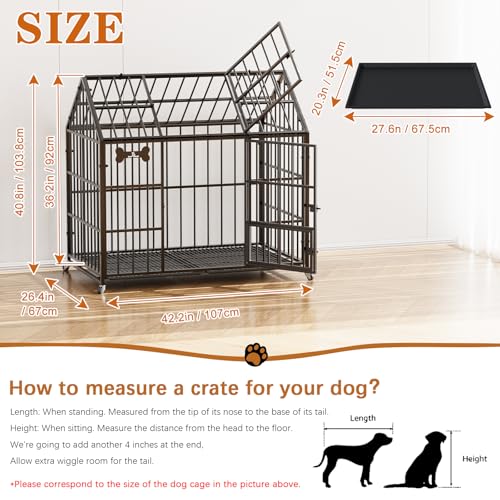 42" Heavy Duty XL Dog Crate, Indoor Steel Escape-Proof Kennel, view 4
