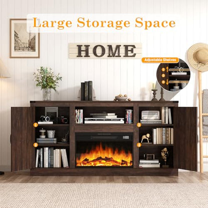 64" Farmhouse Fireplace TV Stand for 75" TVs, view 4