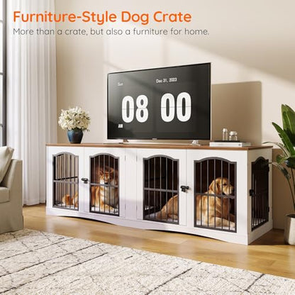 78.7" Dog Crate Furniture for 2 Dogs, Double Dog Kennel for Medium Dogs, view 4