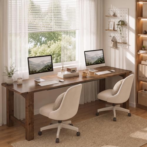 Solid Wood 2 Person Desk, 79" Extra Long Computer Desk, view 2