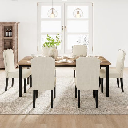 78.7 Inch Industrial Dining Table for 6-8 People, Large Dinner Kitchen Tables with Sturdy Metal Frame, Multi-Use for Dining Room Living Room Indoor Restaurant Office Desk (Only Table)