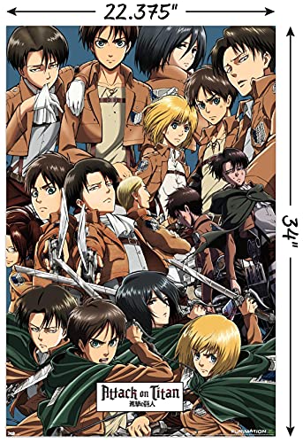Attack on Titan - Collage Wall Poster, 22.375" x 34", Poster & Mount Bundle