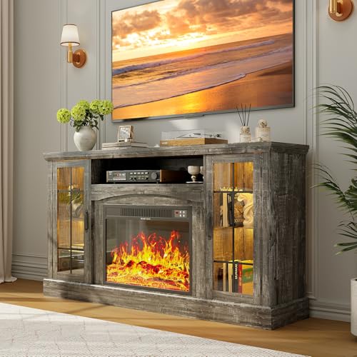 2-in-1 Multifunctional Fireplace TV Stand with 23" Removable Electric Fireplace, view 2