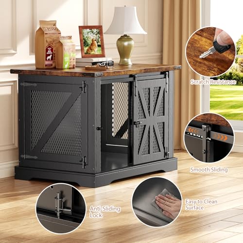 40" Dog Crate Furniture with Sliding Doors for Medium Dogs Up to 45 lbs, view 5