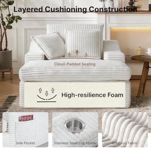 Oversized Chaise Lounge Chair Indoor, Upholstered Sleeper Sofa Bed, view 6