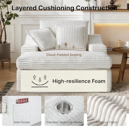 Oversized Chaise Lounge Chair Indoor, Upholstered Sleeper Sofa Bed, view 6