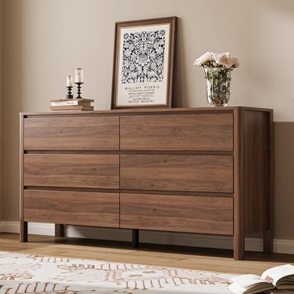 Walnut 3-Piece Bedroom Set, 6-Drawer Dresser & 2-Drawer Nightstands, view 4