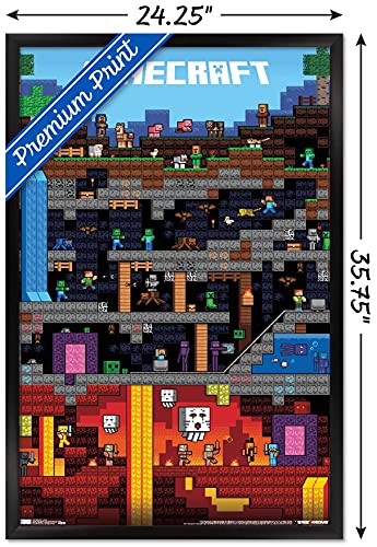 Minecraft - Worldly Wall Poster, 22.375" x 34", Black Framed Version