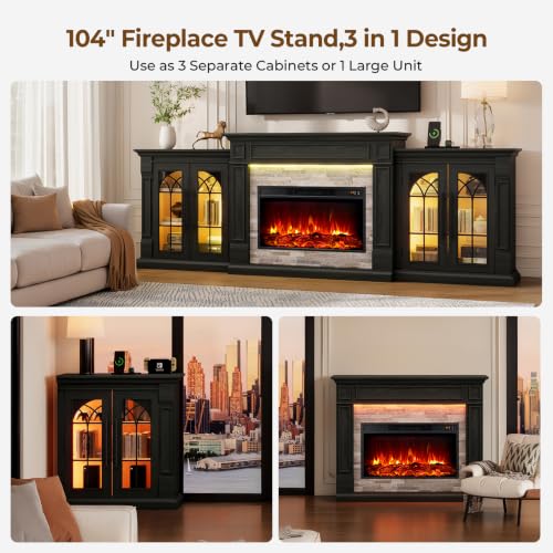 Modern 104 Inch TV Stand with 2 Large Sideboards, 3-in-1 Modular Set TV Console, view 5