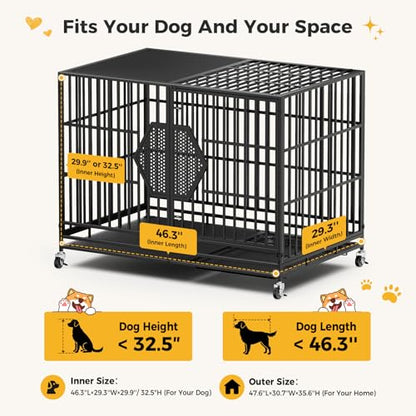 48'' Heavy Duty Dog Crates for Large Dogs, Dog Kennel Indoor, view 7