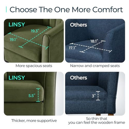 Accent Chair with Ottoman, Modern Barrel Chair Comfy Armchair Reading Chair with Footrest, Small Round Arms Chair for Living Room Bedroom Reading Room, Velvet, Olive