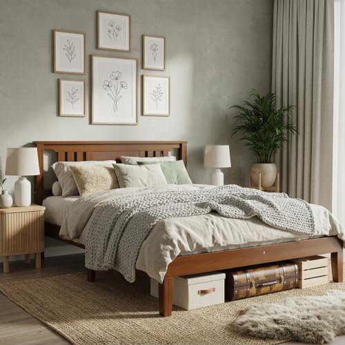Queen Size Platform Bed Frame with Headboard, view 8