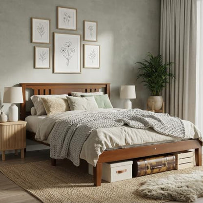 Queen Size Platform Bed Frame with Headboard, view 8