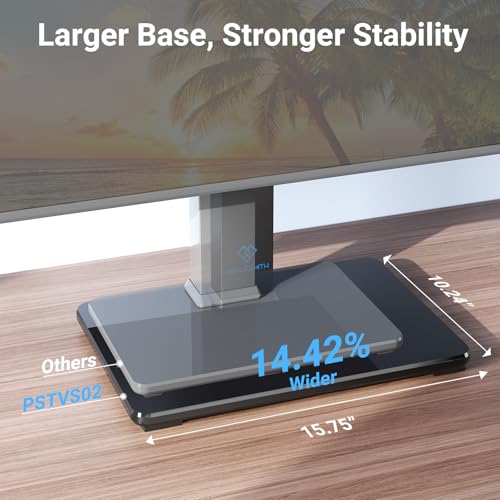 Universal Swivel TV Stand for 32-75 inch TVs, Table Top TV Stand Base up to 99 lbs, 4 Height Adjustable Universal TV Legs with Tempered Glass Base, Max VESA 600x400mm, PSTVS02-N1