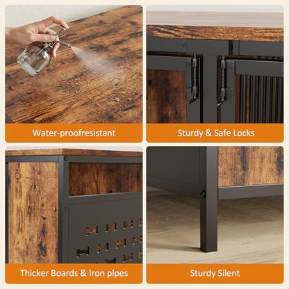 Dog Kennel Furniture for 2 Dogs – 63" Large Cage Extra Sturdy XXL Metal &, view 6