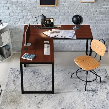 55 x 60 Inches Commercial-Grade L-Shape Corner Office Computer Desk, Cherry