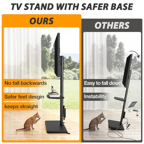 Floor TV Stand with Power Outlet for 32-70 inch TV up to 88 lbs, view 6