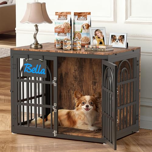 32 Inch Antique Walnut Dog Crate Furniture, view 2