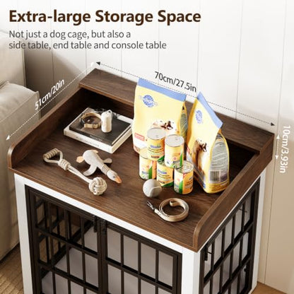 Wooden Dog Crate Furniture - 27.5" Dog Kennel Indoor with Storage, view 6