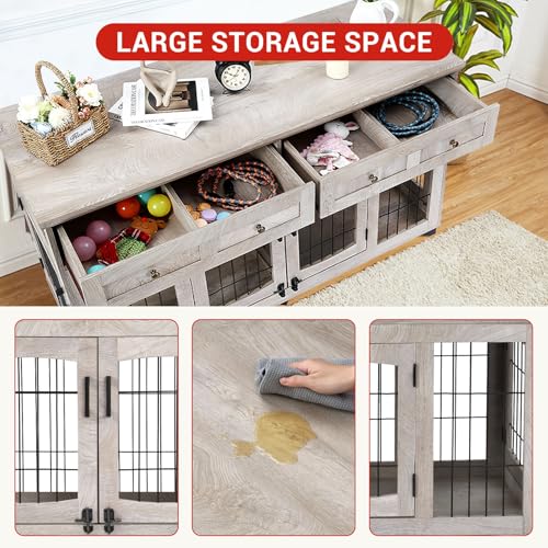 Dog Crate Furniture with 5 Doors, view 4