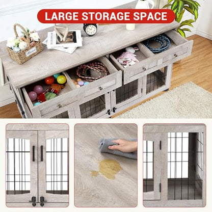 Dog Crate Furniture with 5 Doors, view 4