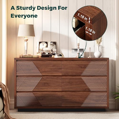 55.12" Modern Chest of Drawer, 6 Deep Drawers, Clothes Organizer, view 6