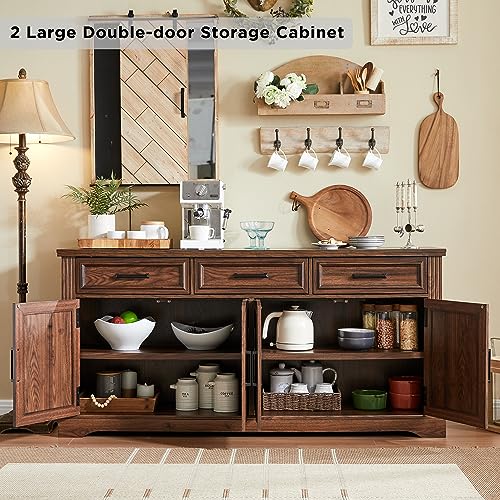 66" Farmhouse Buffet Cabinet with Storage, Sideboard Credenza, view 6