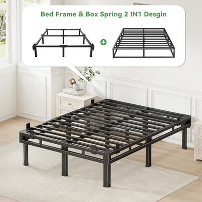 Queen Bed Frame, 16 inch Metal Bed Frame & Box Spring 2 in 1 Design, view 5