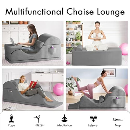 Convertible Yoga Chair for Adults, Ergonomic Foam Lounge with Lumbar Pillow, view 4
