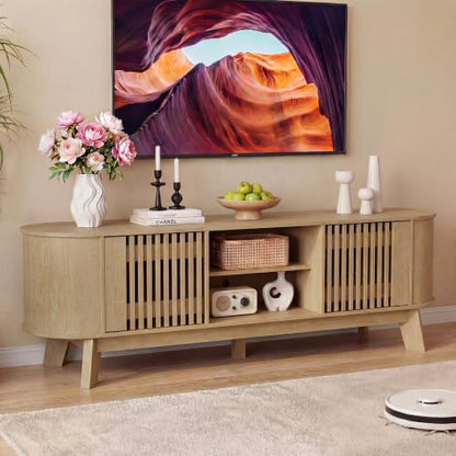 63" Media Console TV Consoles for Living Room Natural, view 5