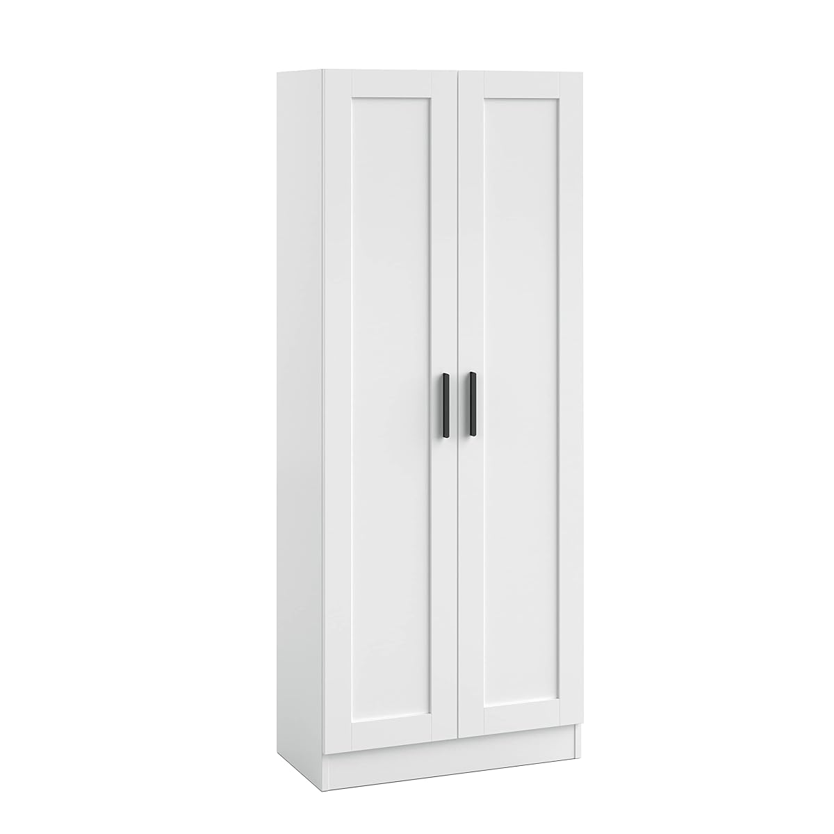 Wooden Storage Cabinet, Narrow Pantry Cabinets Free Standing Tall Storage Cabinet with 2 Doors and Shelves (White)