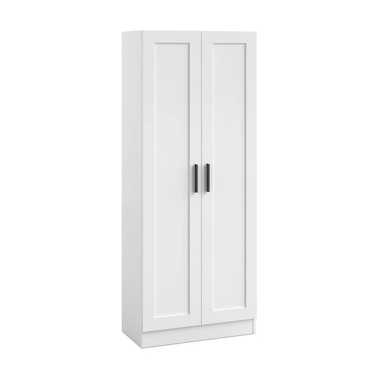 Wooden Storage Cabinet, Narrow Pantry Cabinets Free Standing Tall Storage Cabinet with 2 Doors and Shelves (White)