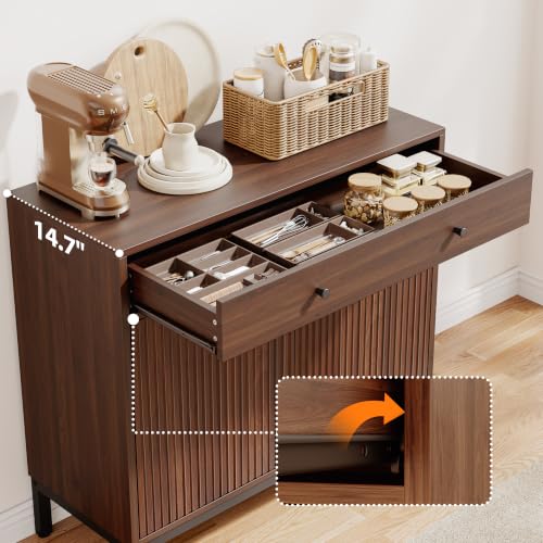 Sideboard Buffet Cabinet Storage, Modern Console Fluted Credenza, view 4