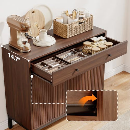 Sideboard Buffet Cabinet Storage, Modern Console Fluted Credenza, view 4