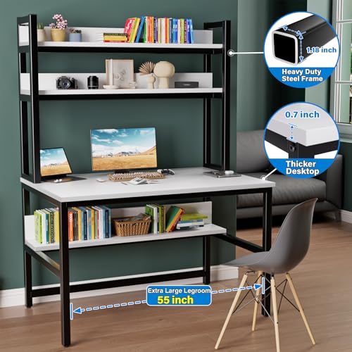 Desk with Shelves, Computer Desk with Hutch, 55", view 4
