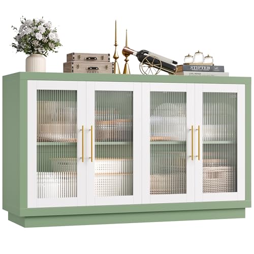 Buffet Cabinet with Storage, Kitchen Cabinet with 4 Glass Doors, view 2