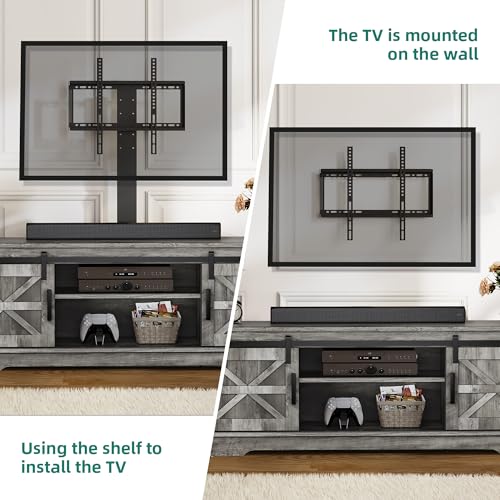 Farmhouse TV Stand for Living Room with Mount, Grey, view 4