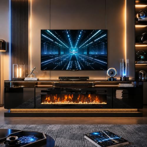 80 Inch Fireplace TV Stand for TVs up to 90", view 4