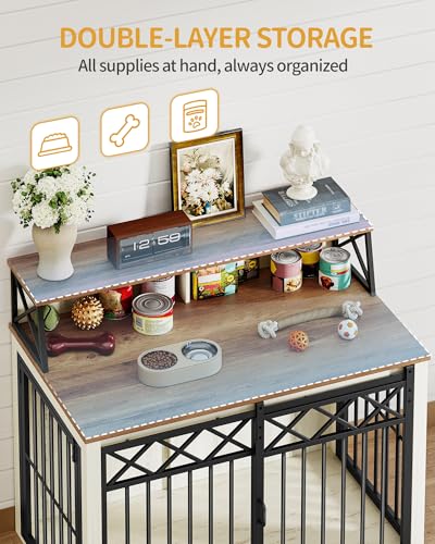 39.4'' L Dog Crate Furniture, Dog Kennel Indoor with Storage Shelf, view 7