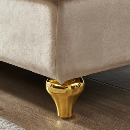 Modern Upholstery Chaise Lounge Chair with Storage Velvet (Beige), view 8