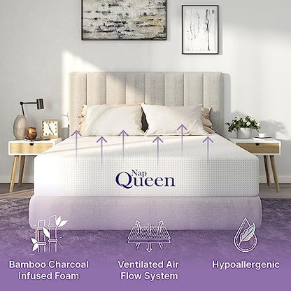 8 Inch Full Size Mattress, Bamboo Charcoal Memory Foam Mattress, Bed in a Box, view 6