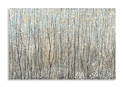 Abstract Tree Canvas Wall Art - Brown Forest Paintings with Gold Foil - Modern Landscape Pictures for Living Room Bedroom Bathroom Decor
